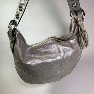 Coach Silver Suede Hobo Bag